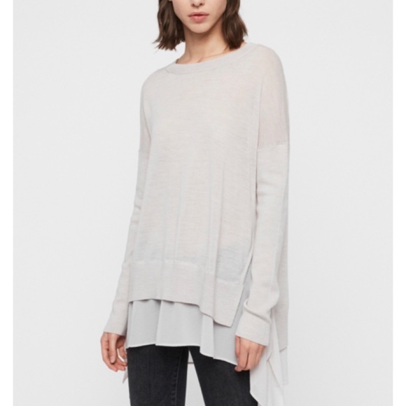 All Saints Sweaters - ALLSAINTS • Grey Libby Wool Crewneck Sweater